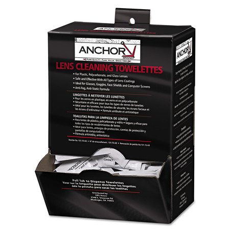 Anchor Brand Lens Cleaning Towelettes, 5" x 8", White, PK100 AB-70